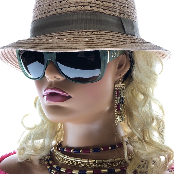 Oscar DeLa Renta Big Round Green Frame Thick Arm With Gold Emblem Green Tint - Picture 5 of 7